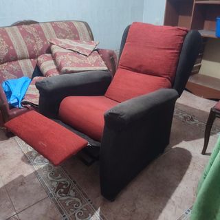 Butaca sofá relax roja y marrón