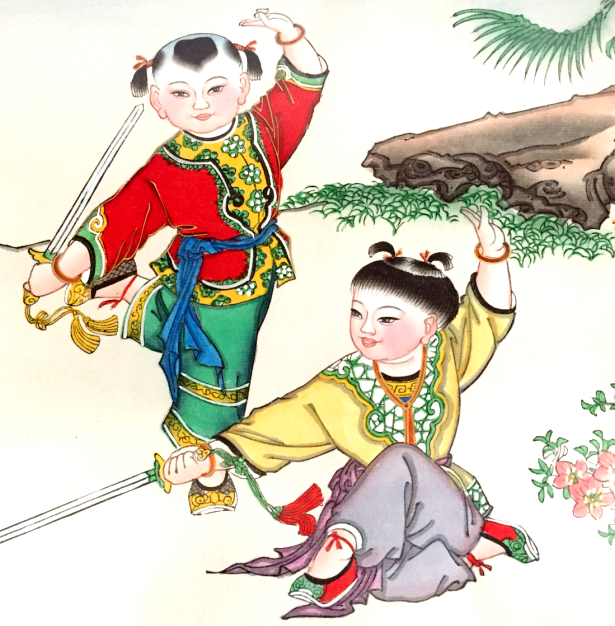 Dibujo coloreado con acuarela enmarcada - China -4