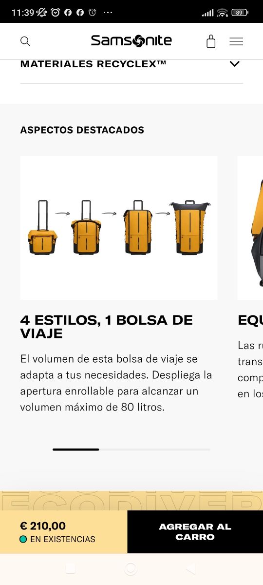 Samsonite Recylcex Mochila Amarilla