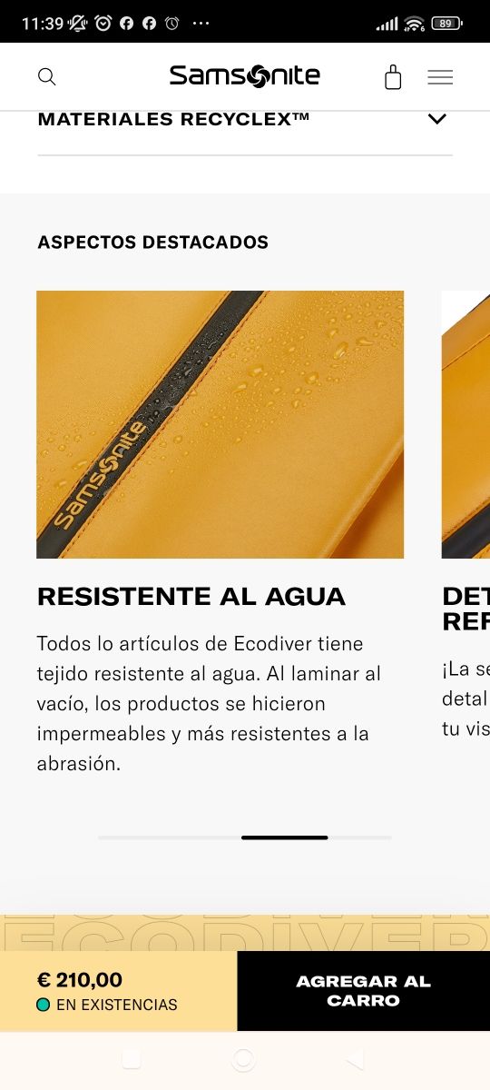 Samsonite Recylcex Mochila Amarilla