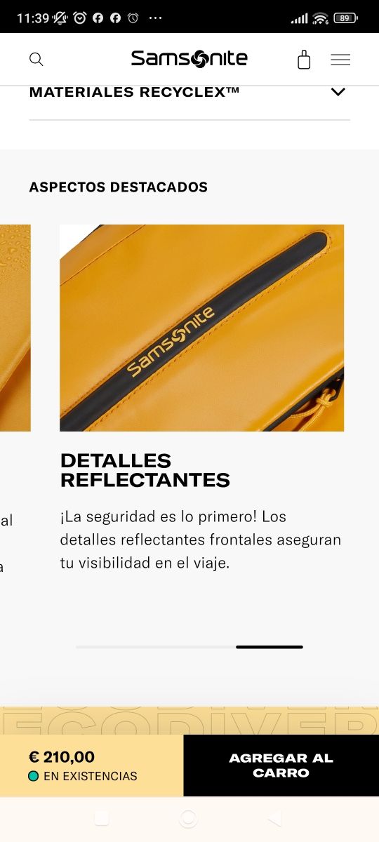 Samsonite Recylcex Mochila Amarilla