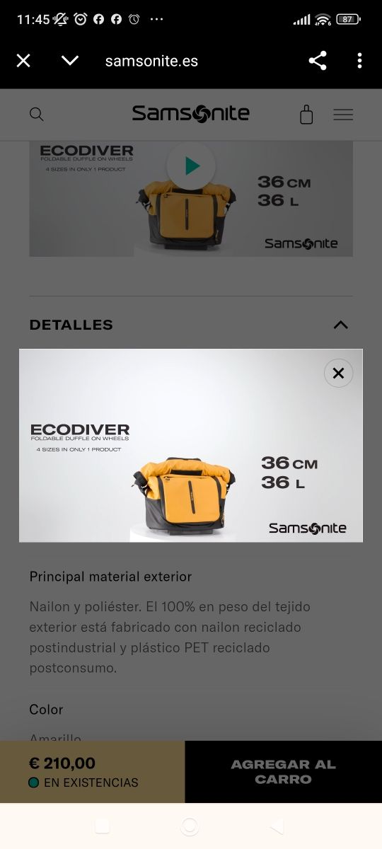 Samsonite Recylcex Mochila Amarilla