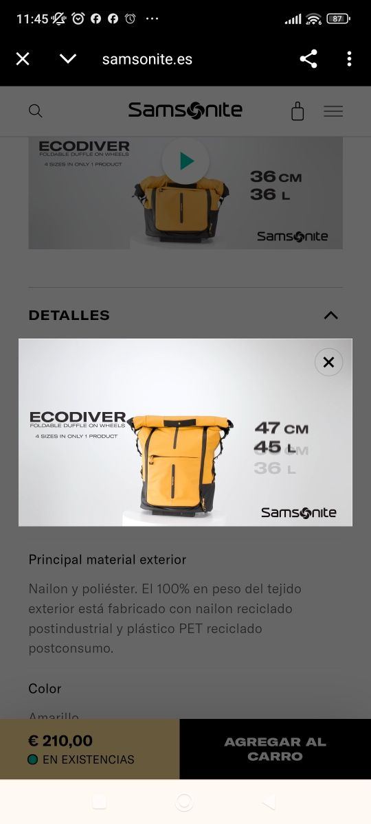 Samsonite Recylcex Mochila Amarilla