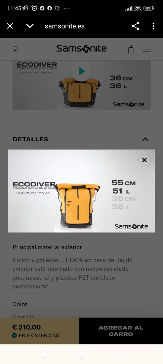 Samsonite Recylcex Mochila Amarilla
