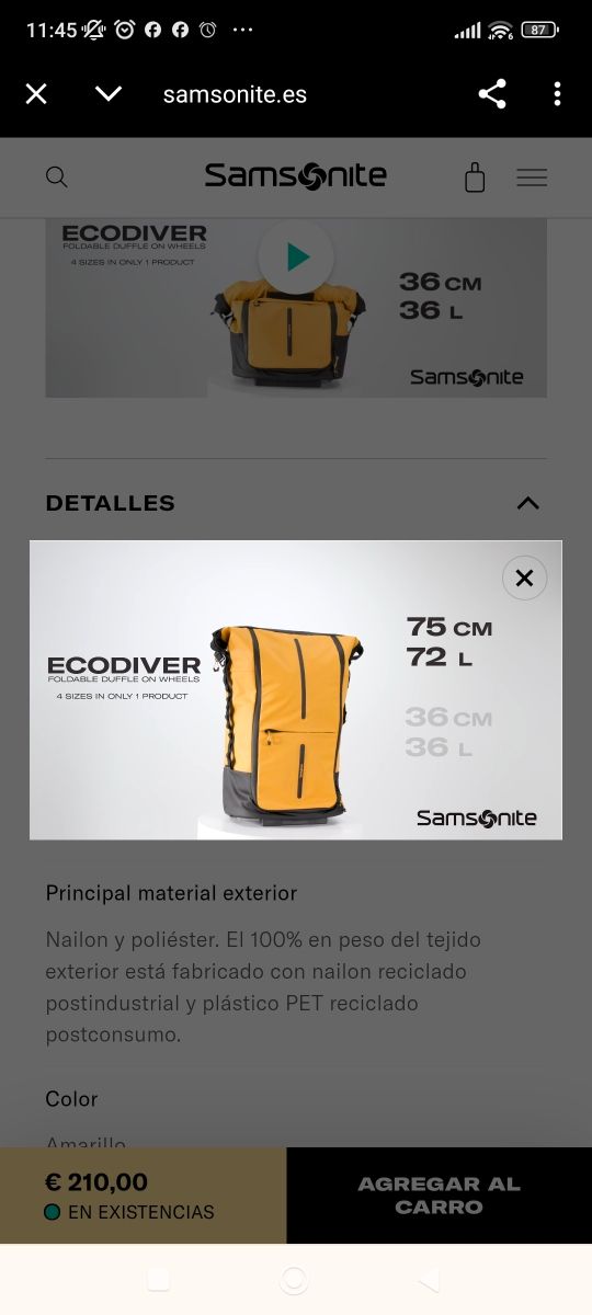 Samsonite Recylcex Mochila Amarilla