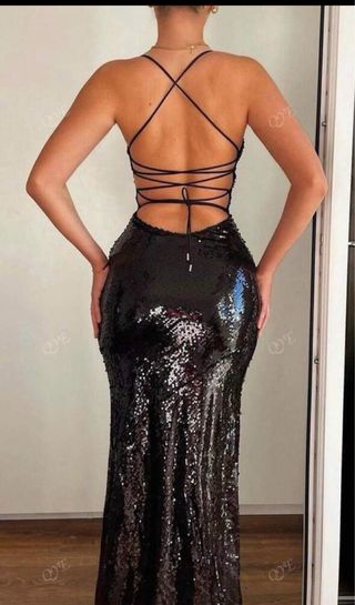 Vestido negro lentejuelas fiesta