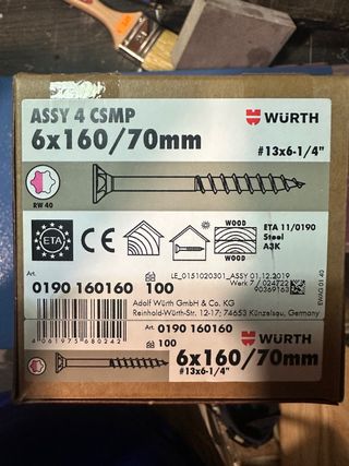 Tornillos Würth 6x160/70mm (100uds)