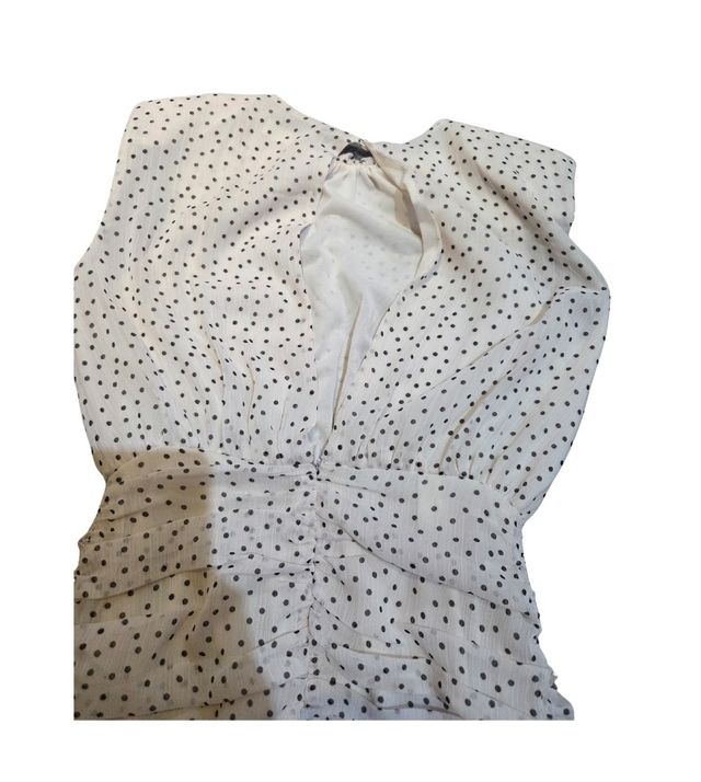 Vestido Mango lunares beige XXS NUEVO