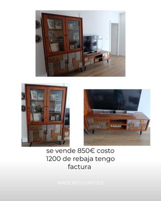 Mueble TV con vitrina vintage