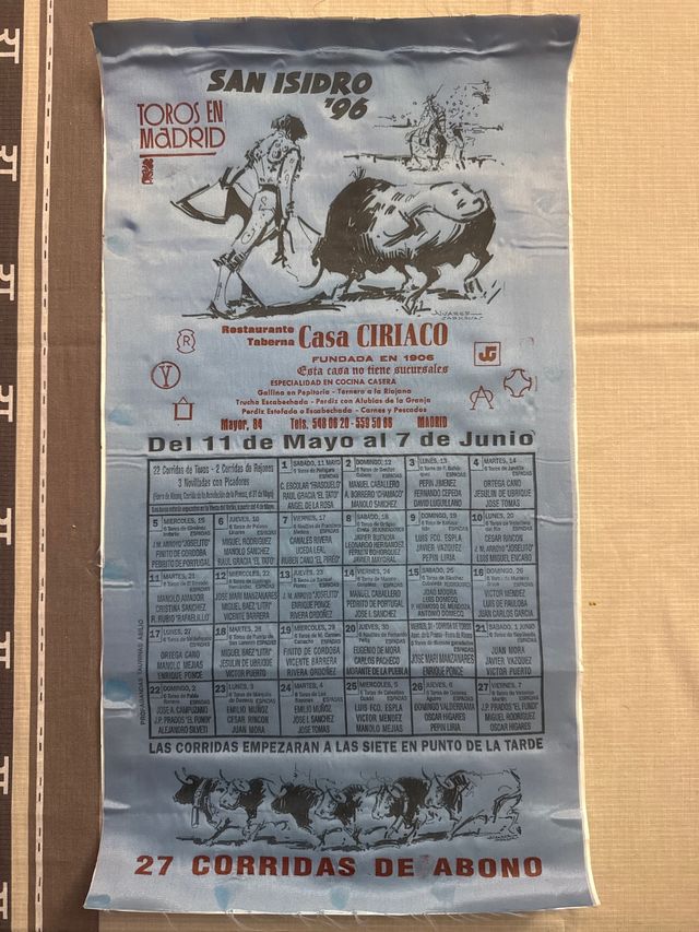 Cartel Toros San Isidro '96