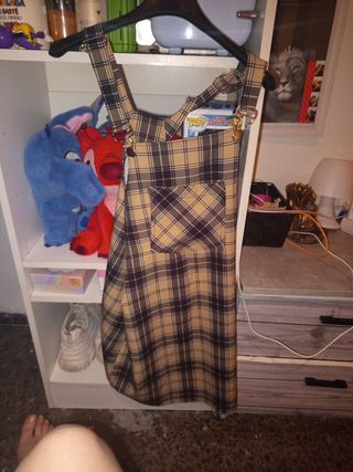 Peto falda cuadros beige-marron