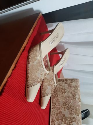 Zapatos y Bolso Beige Fiesta