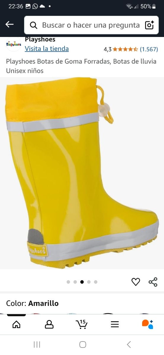 Botas lluvia Playshoes amarillas talla 34/35