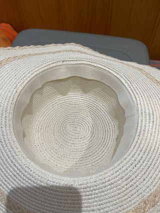 SombreroPamela verano beige-blanco46 cm. de dmtro.