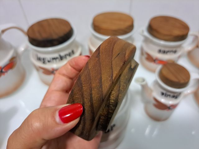 Juego tarros cocina cerámica con tapa de madera