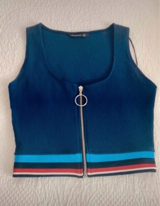 Top corto azul cremallera
