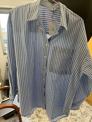 Camisa rayas azul-blanco mujer - Talla L