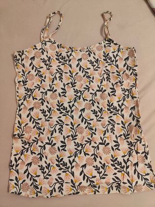 Camiseta tirantes flores rosa-blanco