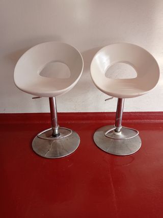 2 Taburetes Bar Giratorios Blanco&Negro