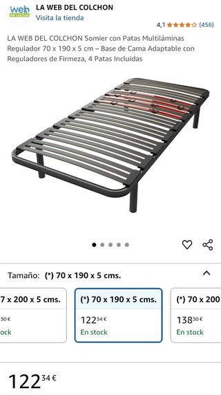 Somier cama 190x70 con patas 2 unidades