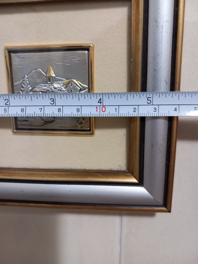 Mini-cuadros metal dorados y plateados