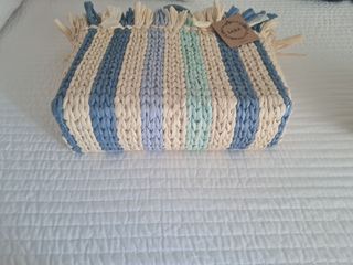 Bolsa playa rafia celeste