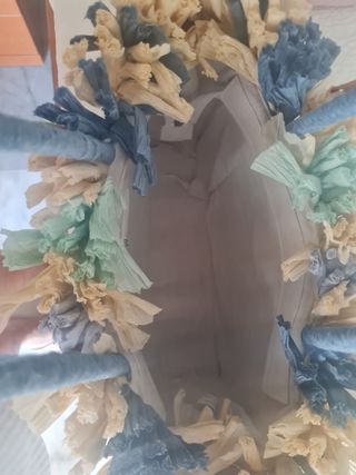 Bolsa playa rafia celeste