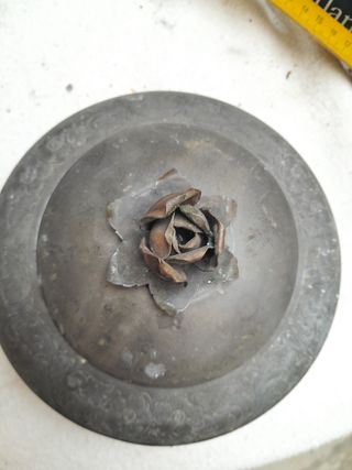 Ciotola peltro, decoro rame, 17cm