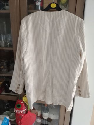 Chaqueta rayada vintage beige