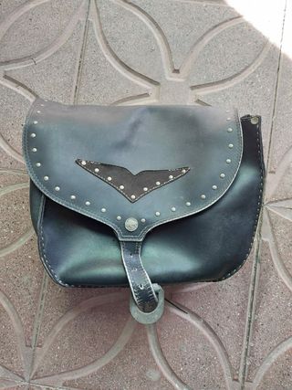 Borsa Moto vintage in cuoio nero
