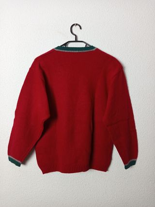 Jersey Burberry de lana rojo con rombos vintage