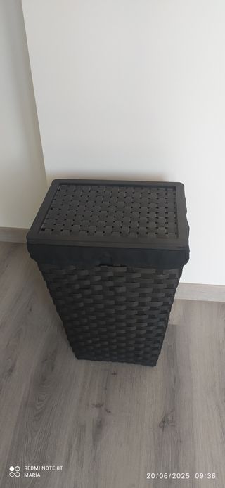 Canasto ropa mimbre negro