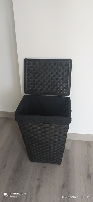 Canasto ropa mimbre negro