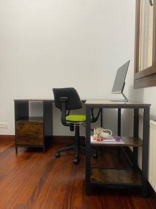 Escritorio esquinero Vasagle - Madera y metal