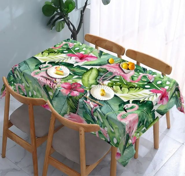 Mantel tropical flamencos