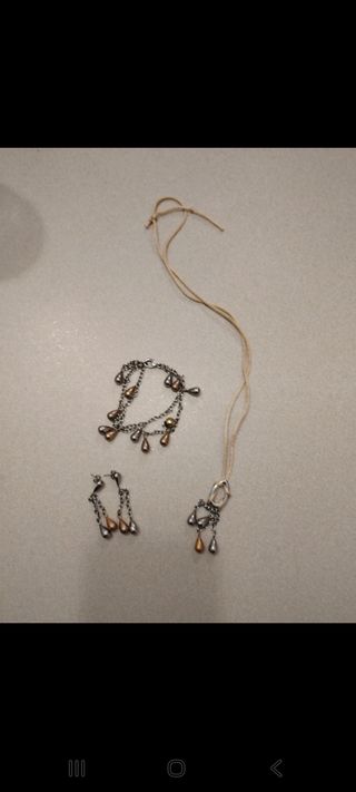 Parure argento e oro - Collana, braccialetto, orec