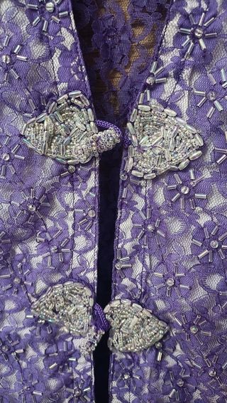 Gilet vintage viola pizzo e perline