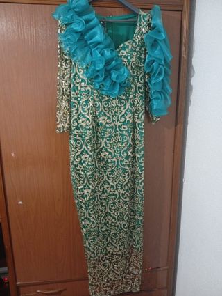 Vestido fiesta - Verde y Turquesa
