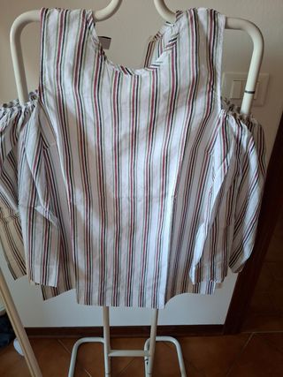 Blusa righe multicolor - spalla scoperta