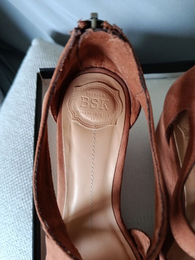 Sandalias cuña BSK ante marrón 39