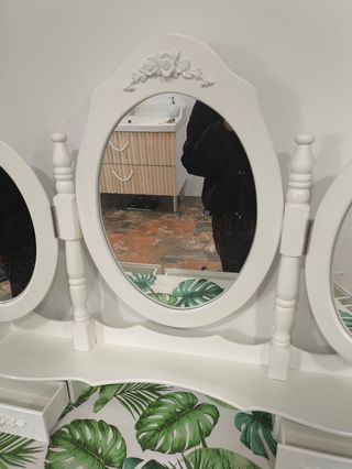 Tocador blanco madera - Espejo triple