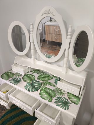 Tocador blanco madera - Espejo triple