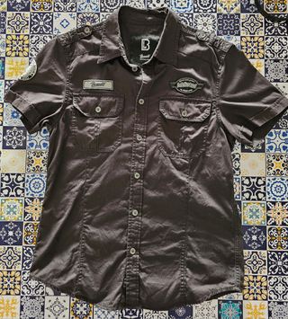 Camisa Brandit manga corta Luis Vintage negra - M