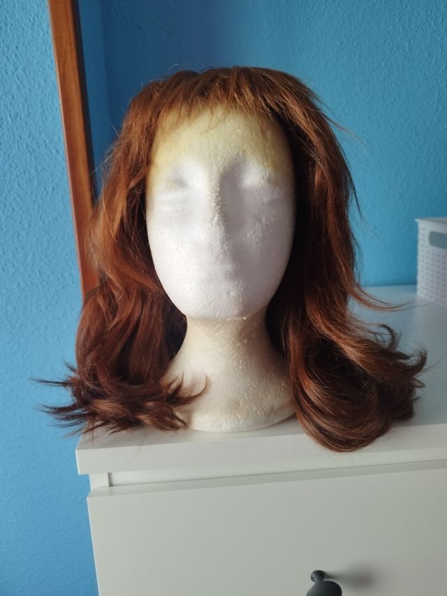 Peluca pelo natural pelirroja cobriza