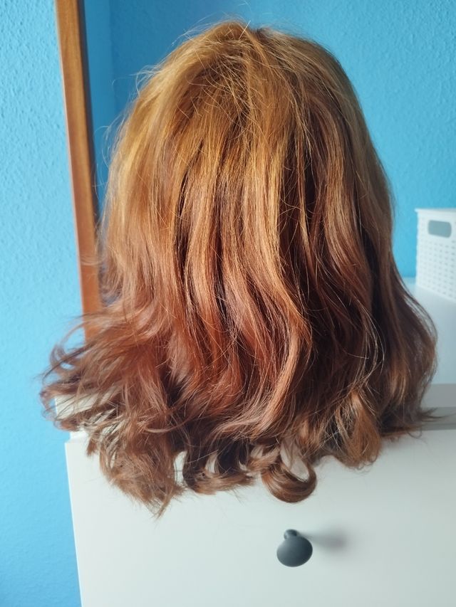 Peluca pelo natural pelirroja cobriza