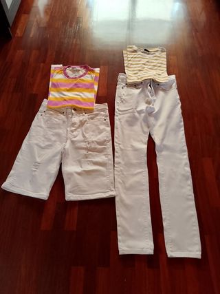 2 Camisetas + 2 Pantalones blancos total 7 Artícul