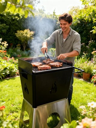 Barbacoa de pellets portátil NB1 - Negra y Plata