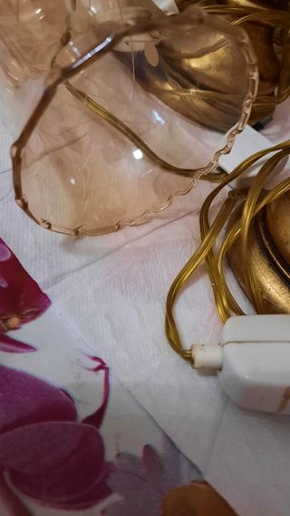 2 Abajour Vintage Oro - Vetro e legno 