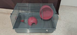 Jaula hamster gris con accesorios