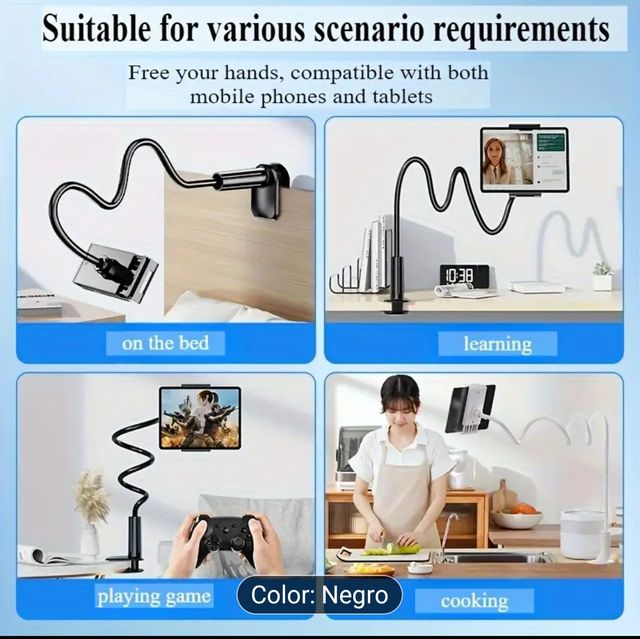 Soportes, móvil y tablet flexible.